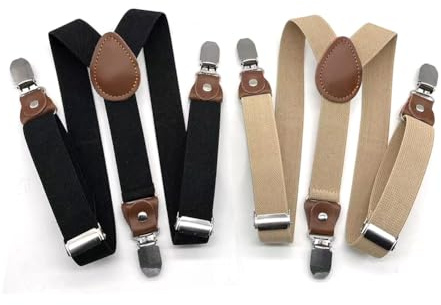 Anshili Bretella Y per ragazzi e ragazze, completamente regolabile, larghezza 2,5 cm con 3 clip elastiche, H, 2.5*75 cm