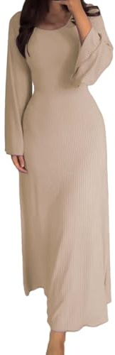 Strickkleid Damen Lang Elegant, Casual Winterkleid Damen Langarm Warm Tunika Kleid Schlank Wickelkleid Rundhals Cocktailkleid Sexy Partykleid Mit Bindegürtel Solide Rippenstrick Kleid Mit Split