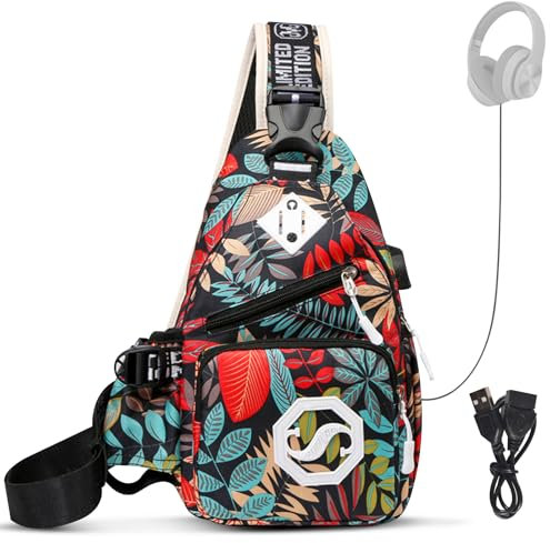 FGen Leichte Brusttasche Schultertasche,Sporttasche Sling Crossbody Schulter Rucksäcke Umhängetasche,Wasserfest Crossbody Pack,Herren Damen Rucksack zum Wandern Radfahren Reisen