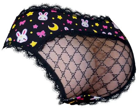 LittleForBig unisex hipster spets trosor fräcka Usagi-trosor silkeslen Shaping Tucking Gaff Slip för Crossdresser Transgender, svart, 4XL