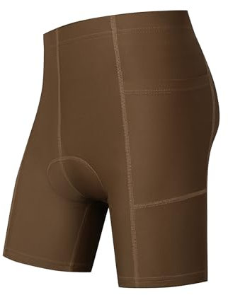 BASADINA Kids Padded Cycling Bike Shorts with Padding Boys Girls Mountain Biking Shorts with Pockets Coffee
