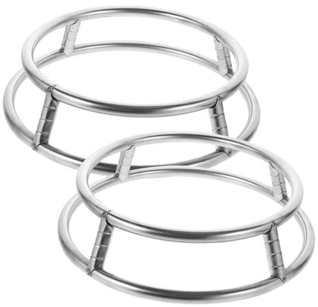 Amosfun Frying Pan Holder and Kitchen Pot Rack Set, 2 Pieces (small + Medium), Thickened Stainless Steel Double-layer round Tube Stand, Heat-resistant Household Kitchen Accessory for Wok