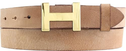 Damen-Gürtel HERMINE aus weichem Vollrindleder Vintage-Look 3 cm | Leder-Gürtel für Damen 30mm | Schmaler Ledergürtel Vintage für Damen 30mm | Gold glänzend