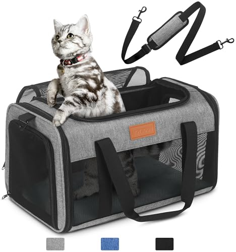PETUX Von Fluggesellschaften zugelassene Haustier-Tragetasche, 43,2 x 27,9 x 24,1 cm, Untersitz, oben und seitlich, weiche Seiten, Katzentrage für kleine Katzen bis zu 5,4 kg, mit atmungsaktivem