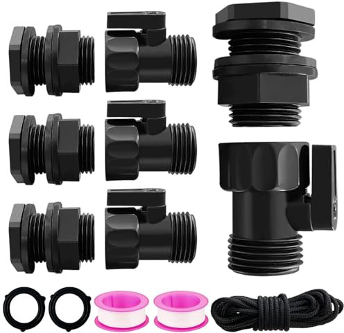Water hose Shut-Off Ball Valve Kit 4 Kit Plastic Garden Hose Shut Off Valve+3/4 GHT Rain Barrel Bulkhead Fitting for Rain Barrels Water Tank Pond Aquarium Tubs Pools Spigot