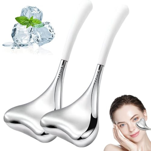 WYFCR 2PCS infrangibili in acciaio inossidabile Ice Globes per i trattamenti facciali, Face Beauty Cryo Sticks per le ragazze signore, raffreddamento Spa Globes Cold Roller (bianco)