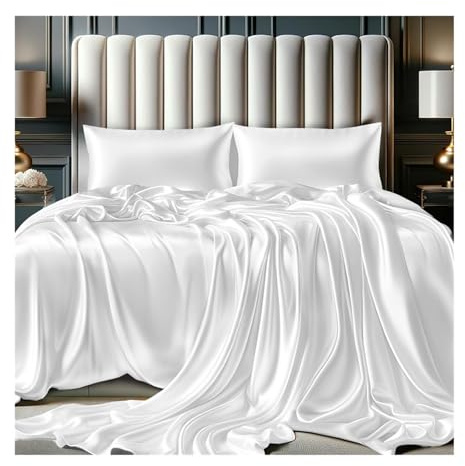 100% österreichische Eukalyptus Bettlaken ohne Gummizug kühlend für heiße Schläfer Tencel-Lyocell Betttuch Haustuch Laken ohne Gummi Seidig Weich Glatt(White,230x250cm)