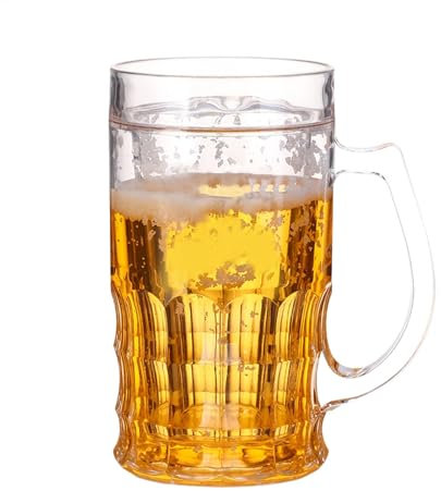 Taza de cerveza de broma, doble capa de 420 ml, taza de cerveza falsa, decoración portátil, compacta, versátil, ideal para bromas y decoraciones, mesa de comedor