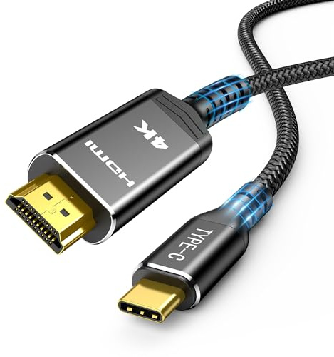 Highwings USB C auf HDMI Kabel 4K@60Hz 0.5M, USB C HDMI UHD Thunderbolt 4/3 Kompatibel für iPhone 17/16/15 Pro, für MacBook Pro/Air, für iPad Pro/Air, für Surface, für Galaxy usw(Schwarz)