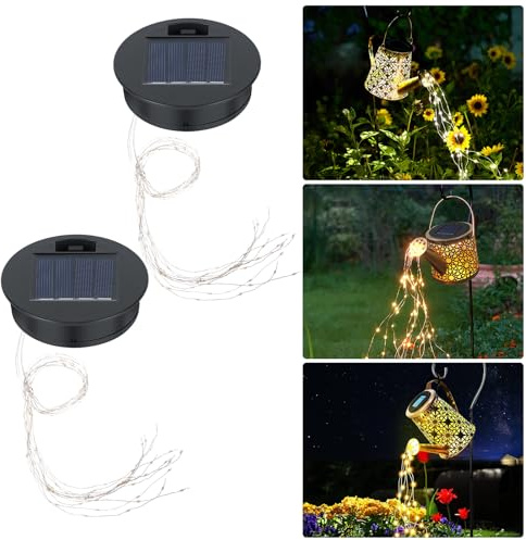 Flintronic Solarleuchten Ersatzteile, 2 Stück Solarleuchten Gießkanne Ersatz Top 8cm, Solarleuchten Ersatz Top mit LED, LED Solarmodule Ersatz für Solar Gartenleuchten, Solarlaterne（Warmes Licht）