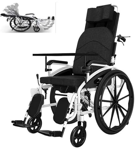 YAYREC Silla de Ruedas de Viaje，Andadera Adulto， Silla de Ruedas Ligera y Plegable de Transporte con reposacabezas y Respaldo reclinable