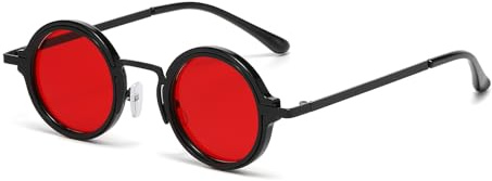 LJCZKA Retro Runde Sonnenbrille für Herren Damen Vintage Kleine Rund Sonnenbrille Klassischer Kreis Metall Rahmen Punk Mode Brille mit UV400 Schutz