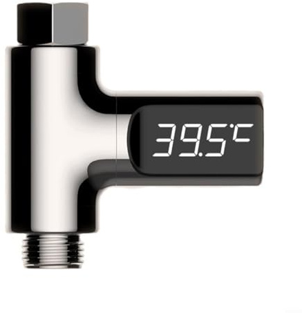 Sandyseptember Wassertemperatur-Monitor, digitales Duschthermometer, selbstbetriebener Wasserzähler mit LED-Anzeige für Zuhause, Badezimmer (erste Generation)
