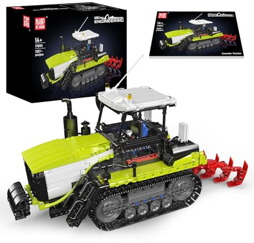 Mould King 17093 Technik Ferngesteuerter Traktor Bausteine Modell, 1357 Teile landwirtschaftliche Traktoren Modellbauklötze Spielzeug, Fernbedienung und App Doppelsteuerung Mobile Truck