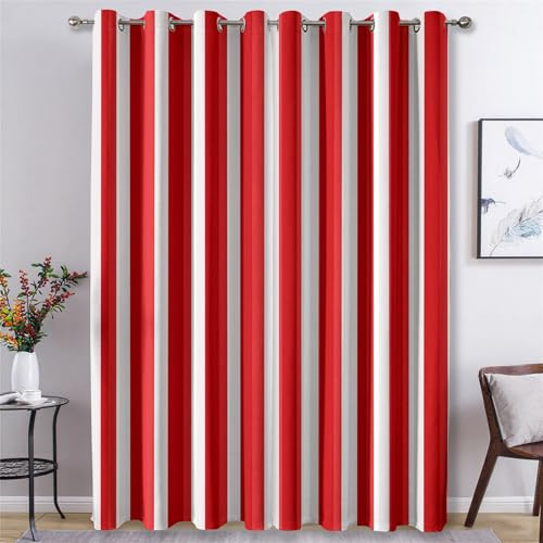 Vertical Striped Curtains for Bedroom, Red White Stripes Blackout Curtains for Living Room, 54 Drop Eyelet Window Treatments Home Decor 46 X 54 Inch (W X L), 2 Panels X&-58