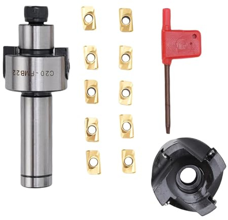 Garosa Juego de Cortadores de Fresa Frontal de 4 Flautas 400R, 50mm, Insertos de Carburo APMT1604 para Superficie de Paso de Fresado de Torno CNC con 10 Insertos de Carburo APMT1604