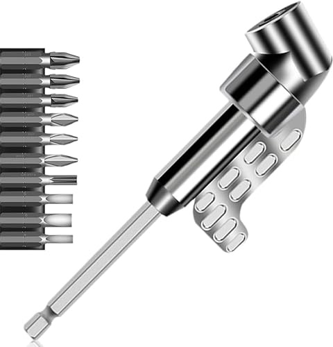 105° Winkelschrauber Vorsatz Adapter, Winkelbohraufsatz mit Magnet & 1/4 Zoll Sechskantschaft, Bithalter Magnetisch, Winkelaufsatz für Akkuschrauber, Bohrmaschine & Werkstatt (Lang)