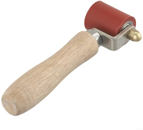 Rouleau de pression manuel en silicone 40 mm, haute résistance jusqu'à 260 °C pour membrane en PVC imperméable et soudure de bâche, bois HA ergonomique (rouge)