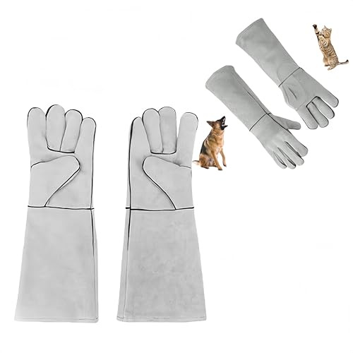 Ymswjgj Schutzhandschuhe Gartenhandschuhe lang Atmungsaktive Handschuhe Schnittfeste Handschuhe Bissfeste Handschuhe Rindsleder Lange Rindsleder Arbeitshandschuhe für Den Umgang