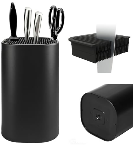 Bloc à couteaux sans couteaux, porte-couteaux universel amovible avec 21 fentes et système d'évacuation de l'eau. Porte-couteaux sûr, facile à utiliser, pour tous les couteaux de cuisine