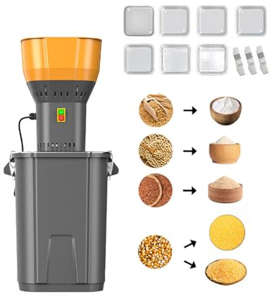 Molino Eléctrico de Granos de 30L/45L – Molino de Alimentos de Alta Resistencia de 1300W con Tamaño de Molienda Ajustable, 7 Tamices y Construcción Duradera de Acero Inoxidable 304(45L)