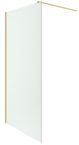 Parete Doccia Walk-In 100 cm Keros, Vetro Temperato 8mm Anticalcare, Profilo Alluminio Oro Spazzolato, Altezza 200 cm, Installazione Reversibile Dx/Sx con Barra Stabilizzatrice