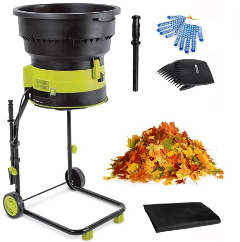 Trituratore Elettrico Senza Lame Per Foglie 2500W, Biotrituratore Da Giardi | Cippatore Elettrico Foglie 8000rpm Con Ingresso Da 54cm, Dimensione Di Triturazione Regolabile E Sacco Portaoggett(40m cord)