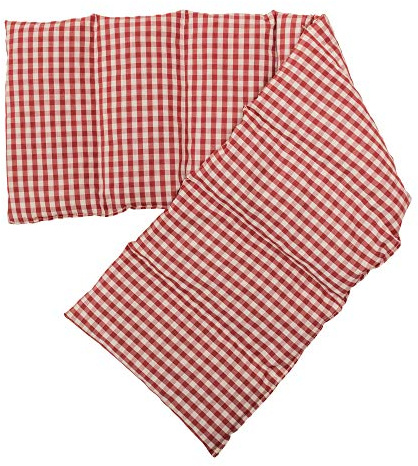 Leinsamenkissen XXL 8-Kammer, 75x20cm - Bio Stoff rot-weiß - Wärmekissen Körnerkissen