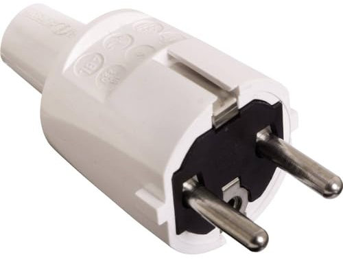 AS – Schwabe, spina Schuko, doppio contatto di protezione, in PVC bianco, 62221
