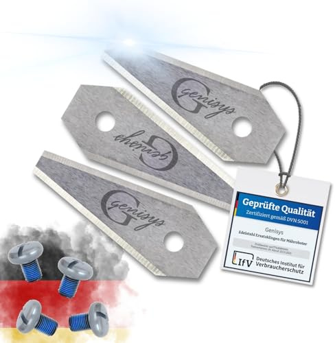 Genisys Ersatz Messer kompatibel mit Bosch Indego Mähroboter Klingen - LongLife Edelstahl - bruchsicher [DIN EN 50636 geprüft] : 18