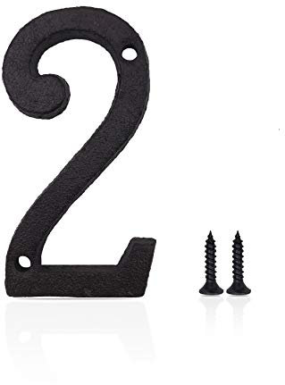 Numeri civici moderni, in ferro battuto, numero casella postale, accessori fai da te, altezza 7,6 cm (numero 2)