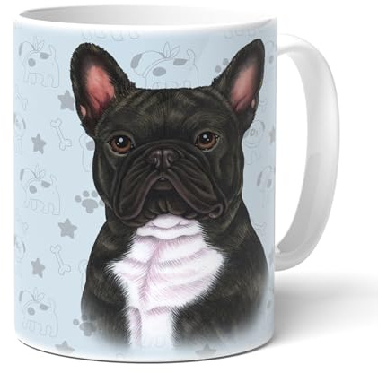 power gift FRANZÖSISCHE BULLDOGGE (D) - Kaffeetasse, Becher, Teetasse aus hochwertiger Keramik. Kaffeebecher mit schöner Grafik und Spruch in deutscher Sprache. Praktisches Geschenk.