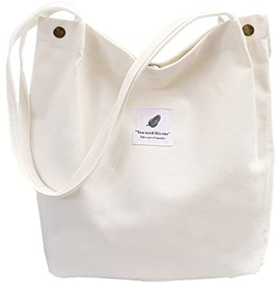 oukesin Bolso de Lona para Mujer Bolso de Hombro de Gran Capacidad Turismo Informal,Blanco