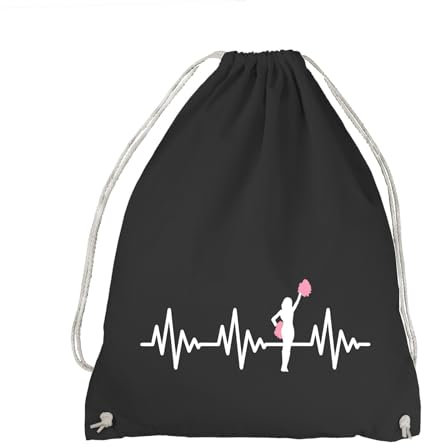 absenda Herzschlag Cheerleader Turnbeutel - EKG Cheerleading Tanzen Dance Champion Schwarz