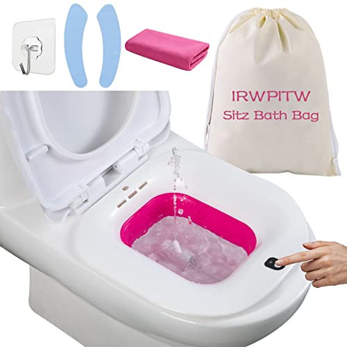 IRWPITW Sitz Bath, Electric Sitz Bath for Toilet Seat, Sitz Bath for Hemorrhoids, Postpartum Care Tub for Women, Hip Bath Bowl, Sits Bath Salts Soak Pan, Yoni Vagina Wash Basin, Collapsible, Red