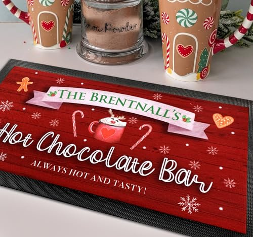 Tapis de bar absorbant personnalisé pour chocolat chaud - Motif station de cacao chaud