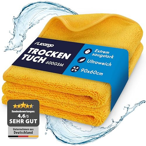 LICARGO® Auto Trockentuch XXL 90x60cm - super saugstark, schonend weich & fusselfrei - extra großes Mikrofasertuch Tuch zum Trocknen, Auto Handtuch - Premium Trockentuch groß 90x60cm