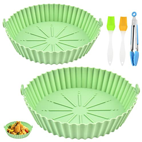 JNWYH Lot de 2 accessoires pour friteuse à air chaud, tapis antiadhésif réutilisable en silicone pour friteuse à air, micro-ondes, vapeur