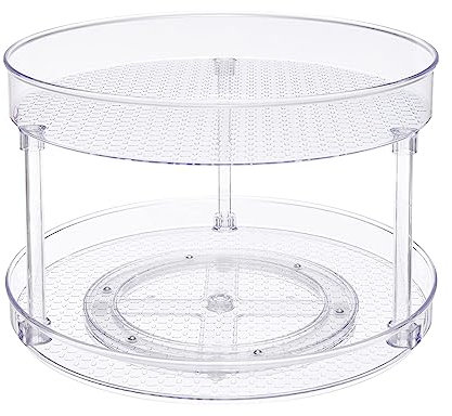 Amazon Basics Drehregal Lazy Susan, 2 Ebenen, transparent, Organizer, 30,5 cm