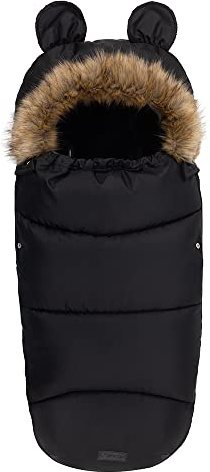 MoMi Sacco termico universale 45 x 95 cm ideale per le navicelle, passeggini, seggiolini auto, ovetti, bob, adatto sia per le cinture a 3 o 5 punti, cappuccio con finto pelo staccabile