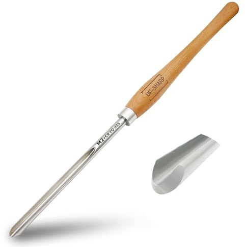 UF-SHARP Gouge à bol de 1,6 cm pour tour à bois, outils de tournage du bois M2 Cryo HSS avec poignée en bois de hêtre (1,6 cm)