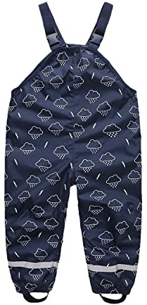 DAWILS Kids Rain Trousers Unisex Waterproof Over Trousers Childrens Mud Rain Bib Pants Boys and Girls Rainwear for Outdoor Play