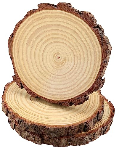 CHEUKYIU 3 Stücke 18-20 cm Unvollendete Holzkreise Natur Holzscheiben Runde Naturholz Baumscheiben Handwerk Holz-Scheiben für Kunst und Handwerk Weihnachten Ornamente DIY Hochzeit Handwerk