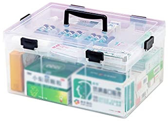 luckxuan Erste Hilfe Set/Verbandskasten Medical Box transparent Kunststoff Erste-Hilfe-Box Container-Box Tragbare Layer-Aufbewahrungsbox-Familie Erste-Hilfe-Kit (ohne Medikamente) Familienmedizin Box