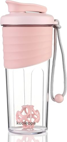 kuoleopa Shaker Bottle for Protein Mixes，24 oz，Protein Shaker Bottles with Whisk Ball, Mixer Bottle, Protein Bottle,Portable Pre Workout Whey Protein Drink Shaker Cup，Pink