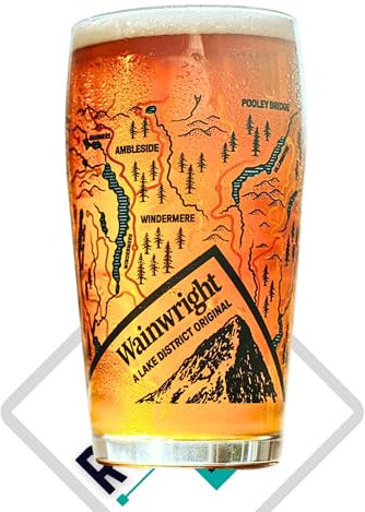 RoxleyLtd Roxley Wainwright A Lake Destrict Walking Trails M23 Pint Glass X1| 56cl Glasses