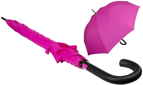 iX-brella First Class XL - Paraguas automático de fibra de vidrio (110 cm), rosa neón, 110 cm, Paraguas automático