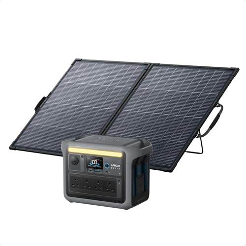 Anker SOLIX C1000 Portable Power Station with 200W Solar Panel, 1800W (Peak 2400W) Solar Generator, 1056Wh LiFePO4, 4 AC Outlets, Fast Charge 100% in 58 Min, Home Backup, Camping, RV & Emergency