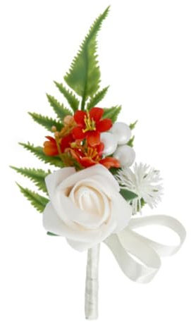 Whakano 2 stycken konstgjorda blommor boutonniere bröllop, elegant champagnefärg nålblomma dekor, bal, bröllopstabell för brud brudtärna gäster män kvinnor fest