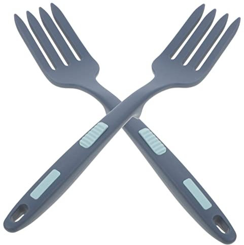 LIFKOME 2piezas Tenedor De Silicona Para Cocina Resistente Al Para Pasta y Ensaladas Utensilios De Cocina Reutilizables Color Azul